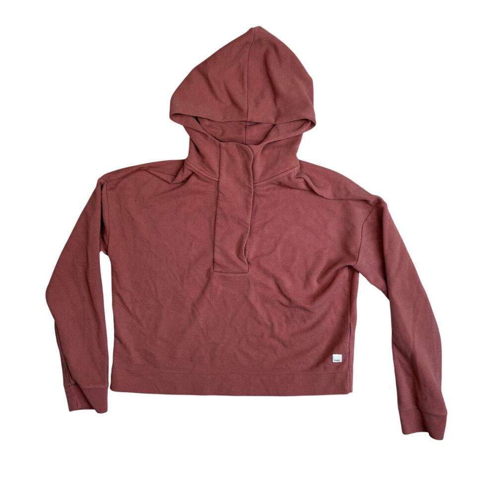Vuori Bayview Waffle Thermal Pullover Sweatshirt Hoodie Rosewood Pink Small